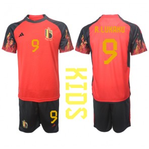 Belgium Romelu Lukaku #9 Replica Home Stadium Kit for Kids World Cup 2022 Short Sleeve (+ pants)